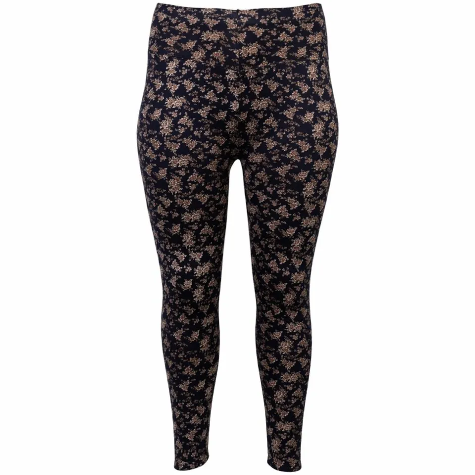 New Anyway Dame Termoleggings m. fleece - Navy/blomster