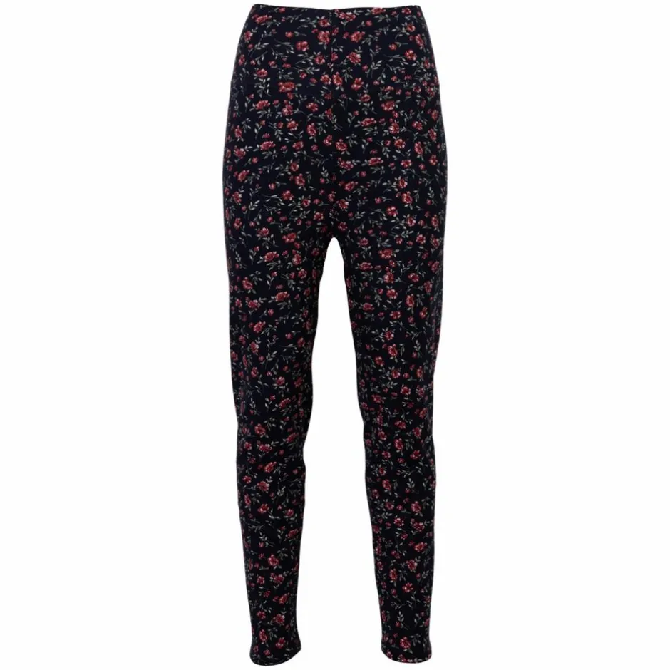 Clearance Anyway Dame Termoleggings m. fleece - Navy/Rød blomst