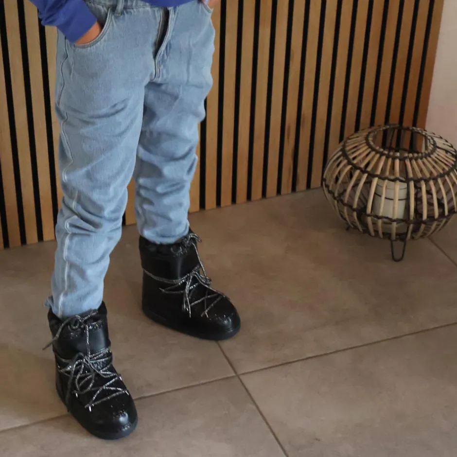 Sale Anyway Snow Boots Glitter Pige Vinterstøvler - Black Glitter