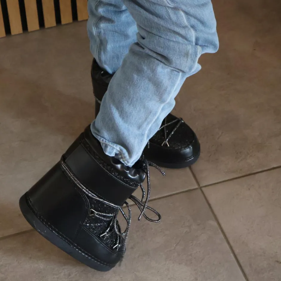 Sale Anyway Snow Boots Glitter Pige Vinterstøvler - Black Glitter