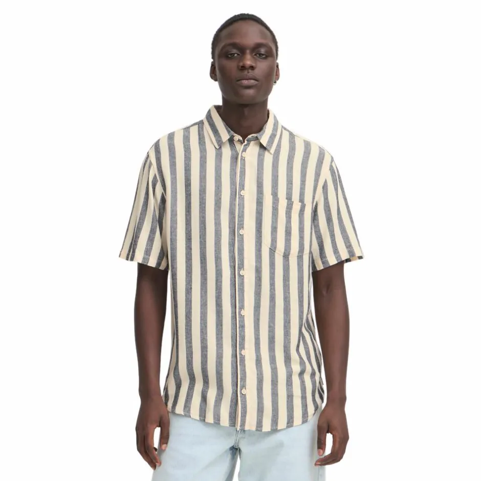 Best Blend Aban Herre Kortærmet skjorte i hørmix - Dress Blues