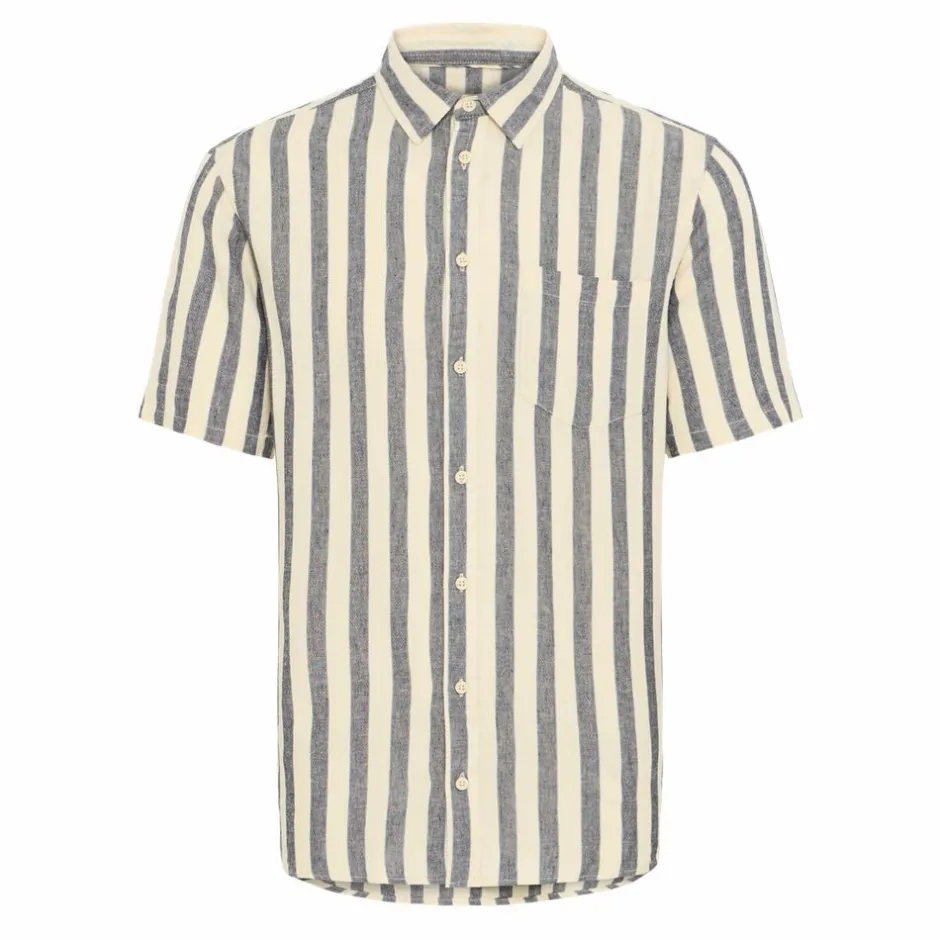 Best Blend Aban Herre Kortærmet skjorte i hørmix - Dress Blues