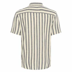 Best Blend Aban Herre Kortærmet skjorte i hørmix - Dress Blues