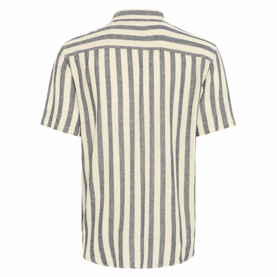 Best Blend Aban Herre Kortærmet skjorte i hørmix - Dress Blues