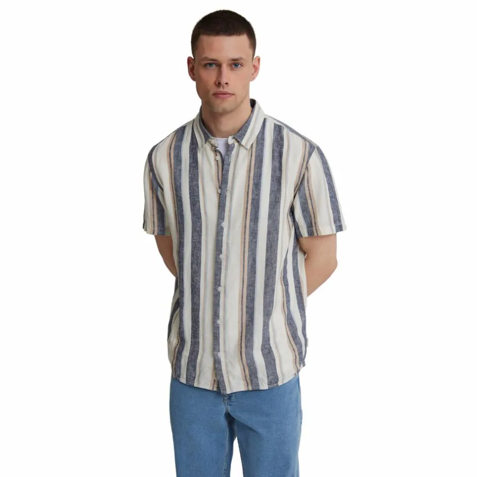 Outlet Blend Bobby Herre Kortærmet skjorte i hørmix - Snow White
