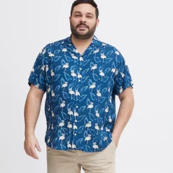 New Blend Herre Kortærmet skjorte Plus Size - Navy Peony