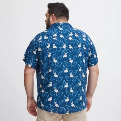 New Blend Herre Kortærmet skjorte Plus Size - Navy Peony