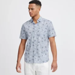 Best Blend Herre Kortærmet skjorte - Dress Blues