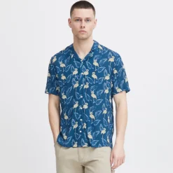 Hot Blend Herre Kortærmet skjorte - Navy Peony