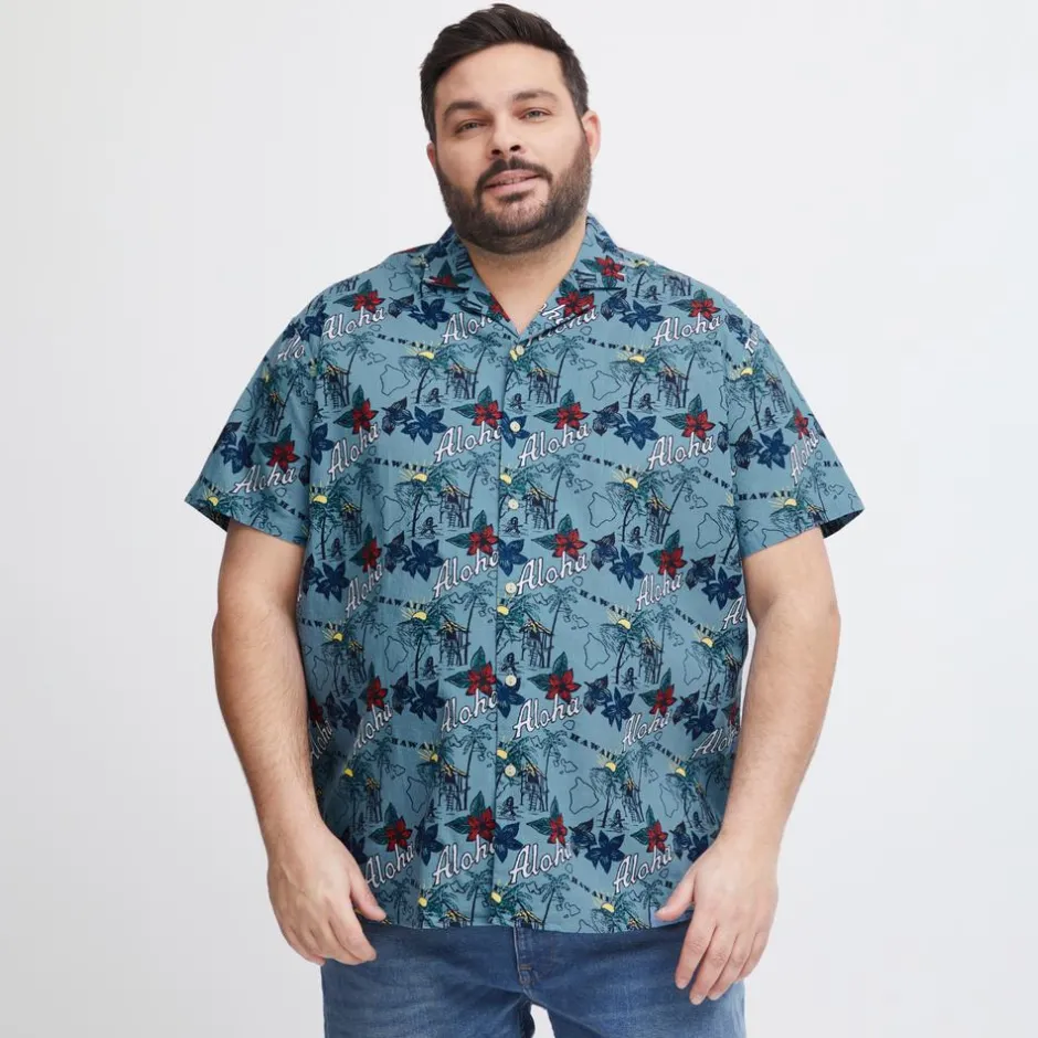 Hot Blend Herre Kortærmet skjorte Plus Size - Captain's Blue