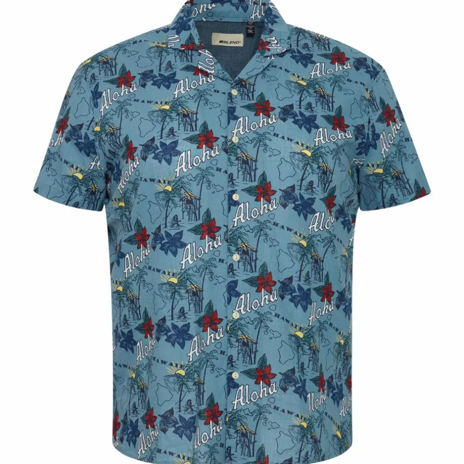 Hot Blend Herre Kortærmet skjorte Plus Size - Captain's Blue