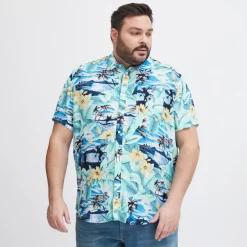 Discount Blend Herre Kortærmet skjorte Plus Size - Coral Gold