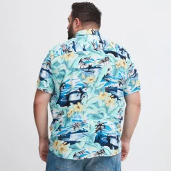 Discount Blend Herre Kortærmet skjorte Plus Size - Coral Gold