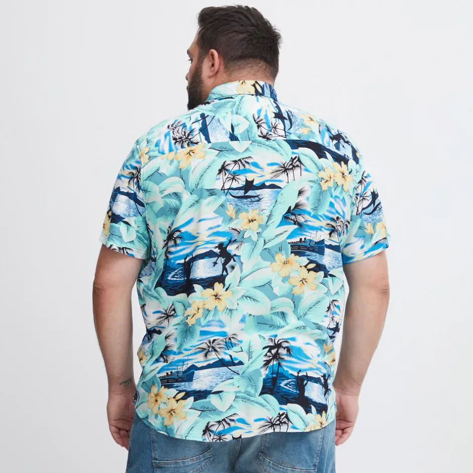 Discount Blend Herre Kortærmet skjorte Plus Size - Coral Gold