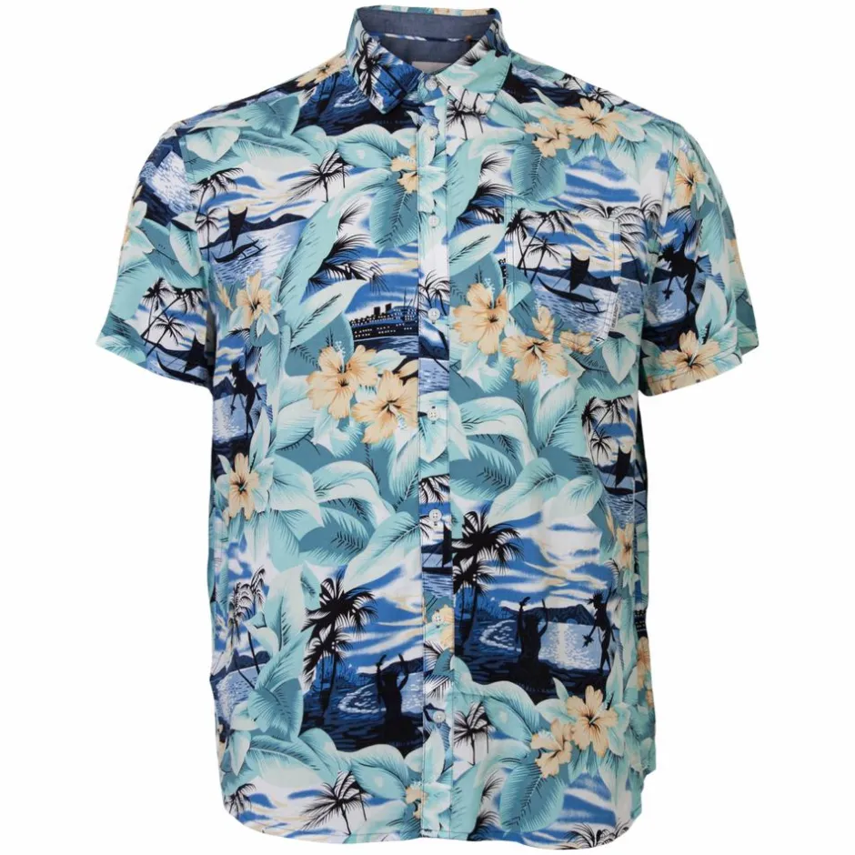 Discount Blend Herre Kortærmet skjorte Plus Size - Coral Gold