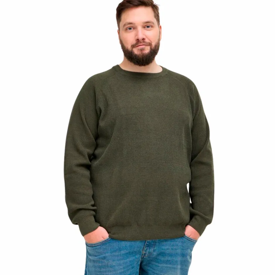 Outlet Blend Herre Striktrøje Plus Size - Forest Night