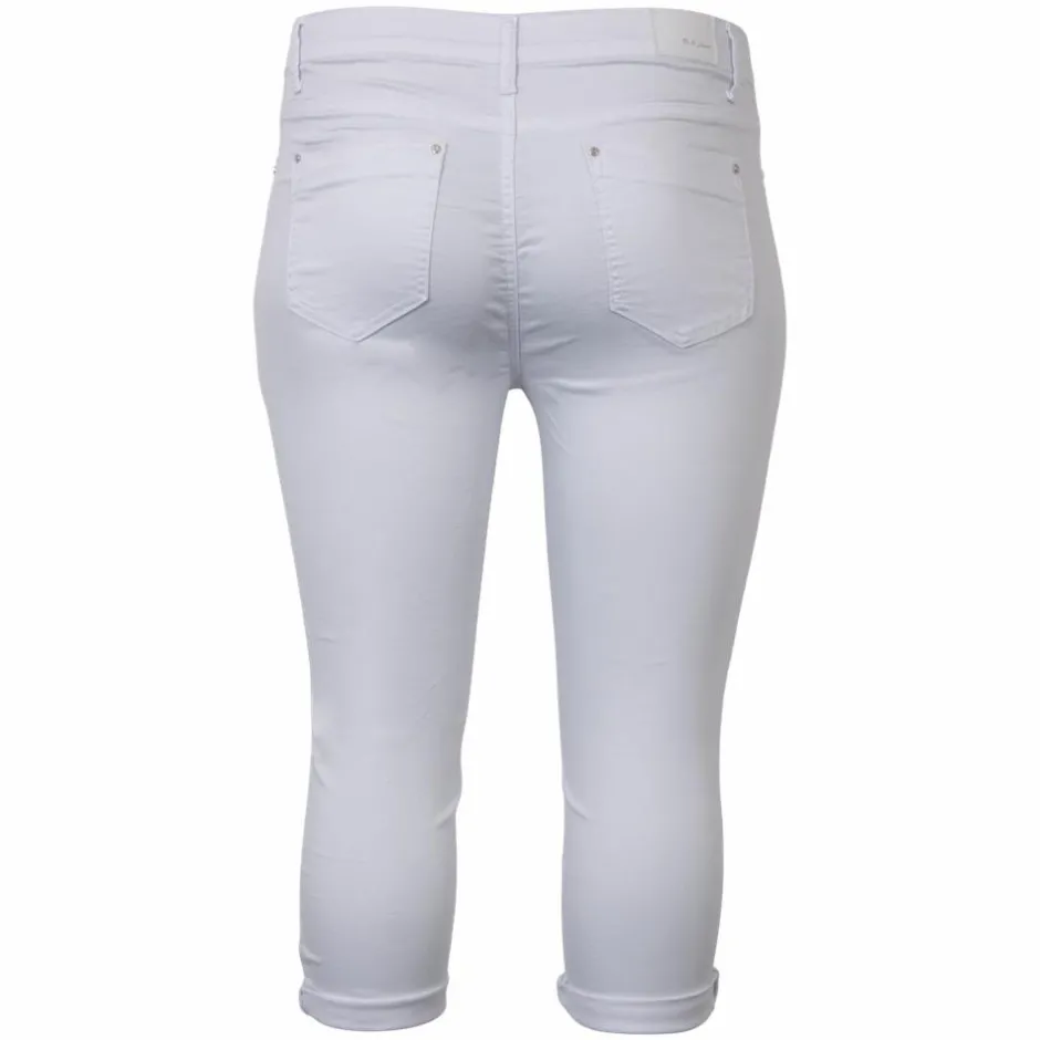 Best BS Jeans Dame Capri Plus Size - White
