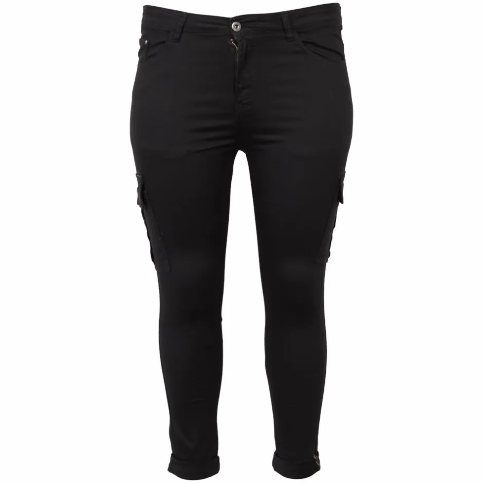 BS Jeans Dame Cargobukser Plus Size - Sort