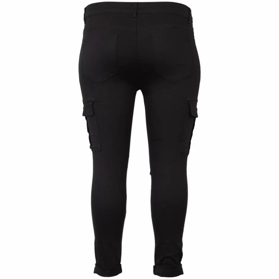 BS Jeans Dame Cargobukser Plus Size - Sort