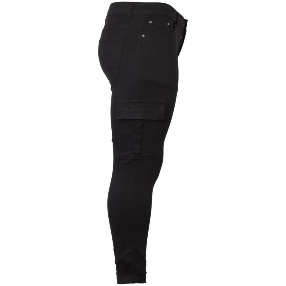 BS Jeans Dame Cargobukser Plus Size - Sort