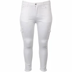 Hot BS Jeans Dame Cargobukser Plus Size - Hvid