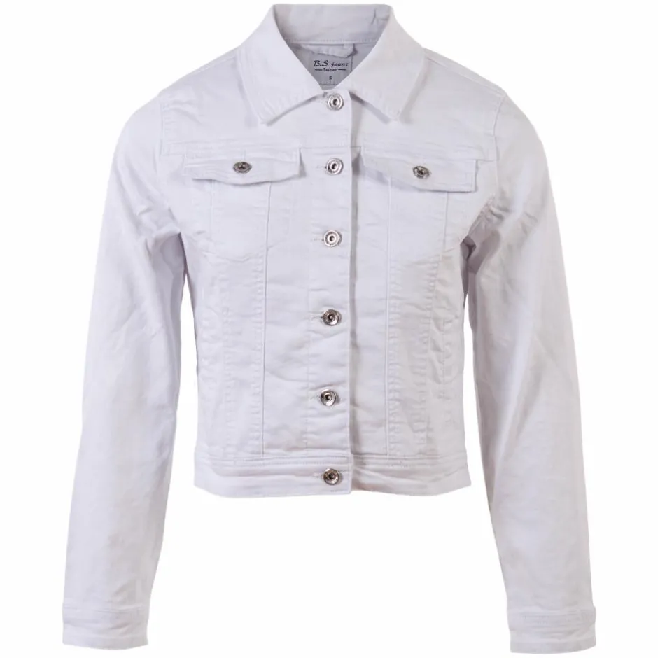 Hot BS Jeans Dame Denimjakke Plus Size - Hvid