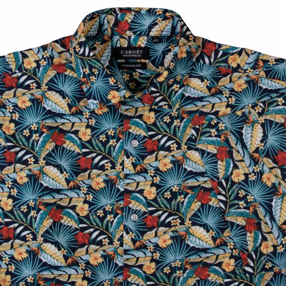 Discount Carnét Bernhard Herre Kortærmet skjorte Plus Size - Navy Blazer