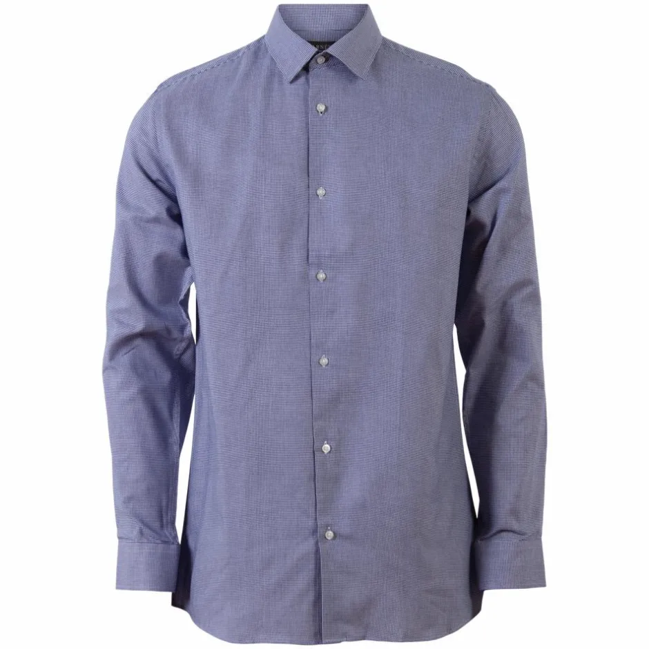 Online Carnét Dobby Herre Skjorte - Navy Check