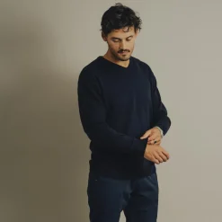 Best Carnét Stone Herre Striktrøje - Dark Navy Mix