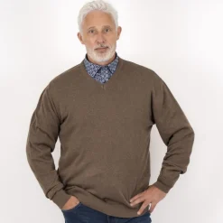 New Carnét Stone Herre Striktrøje - Mid Brown Mix