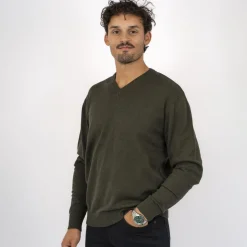 New Carnét Stone Herre Striktrøje - Forest Green Mix