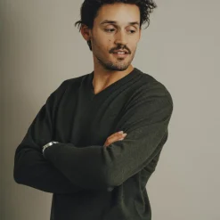 New Carnét Stone Herre Striktrøje - Forest Green Mix