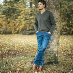 New Carnét Stone Herre Striktrøje - Forest Green Mix