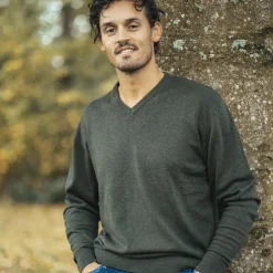 New Carnét Stone Herre Striktrøje - Forest Green Mix