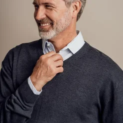 Clearance Carnét Stone Herre Striktrøje - Medium Dark Blue