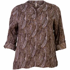 Discount Cassiopeia Janella Dame Bluse Plus Size - Brown Combi