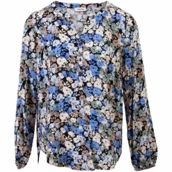 Clearance ChaCha Dame Bluse - Bright Blue Combi