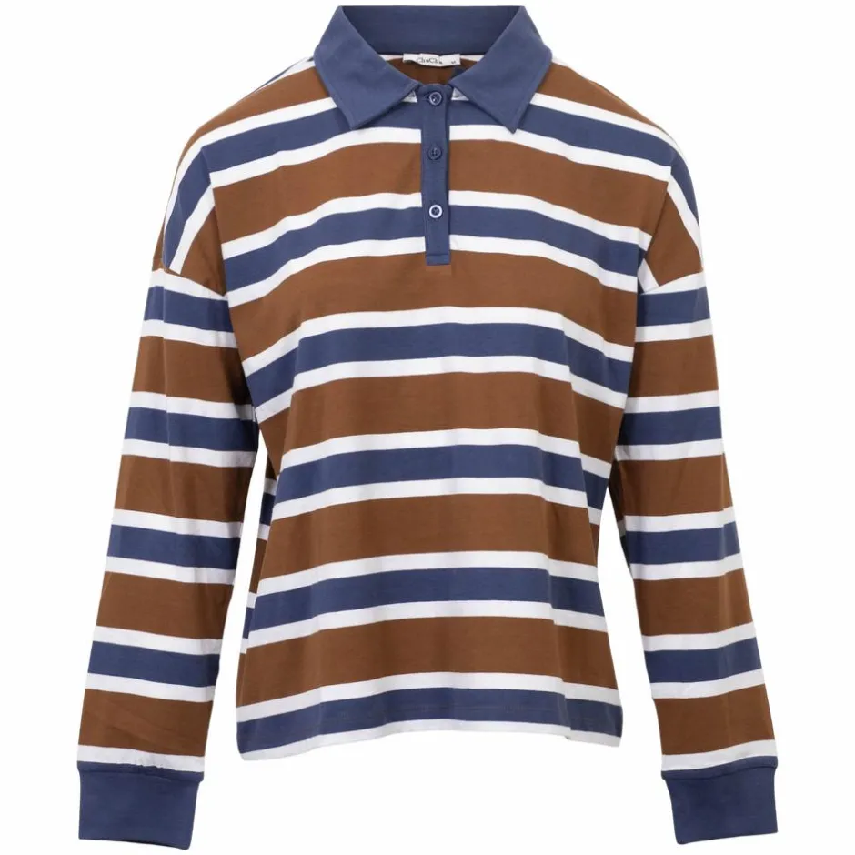 Outlet ChaCha Dame Bluse - Brown/Blue/White