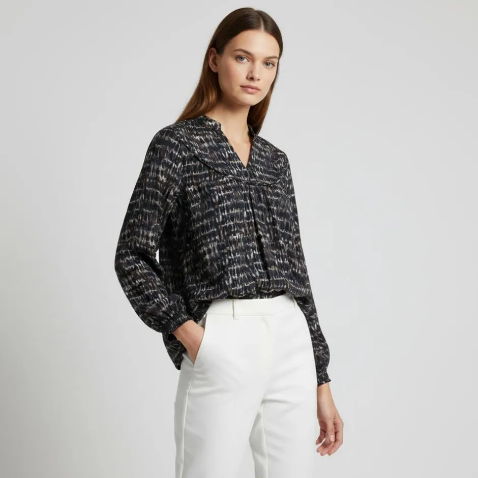 Hot ChaCha Dame Bluse - Navy Combo