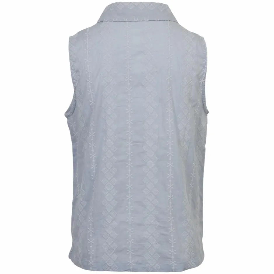 ChaCha Dame Kortærmet bluse - Blue/white