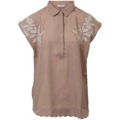 Best ChaCha Dame Kortærmet skjorte i hørmix - Beige