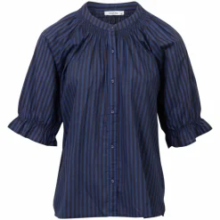 Clearance ChaCha Dame Skjorte - Navy/Brown