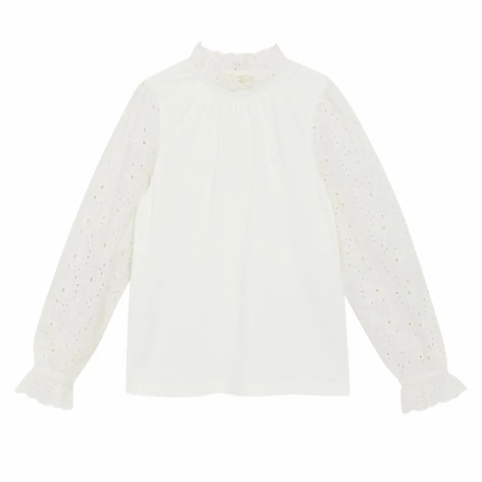Online Creamie Pige Bluse i økologisk bomuld - Cloud