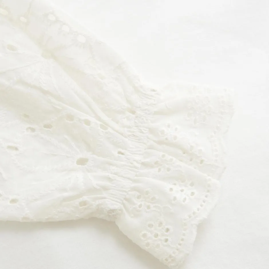 Online Creamie Pige Bluse i økologisk bomuld - Cloud