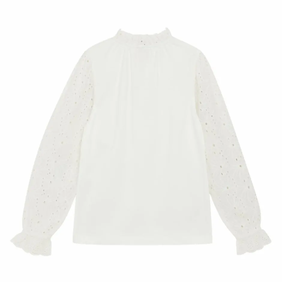 Online Creamie Pige Bluse i økologisk bomuld - Cloud