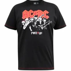 Discount D555 AC/DC Herre T-shirt Plus Size - Washed Black