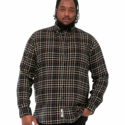 Online D555 Destin Herre Skjorte Plus Size - Black/Tan Check