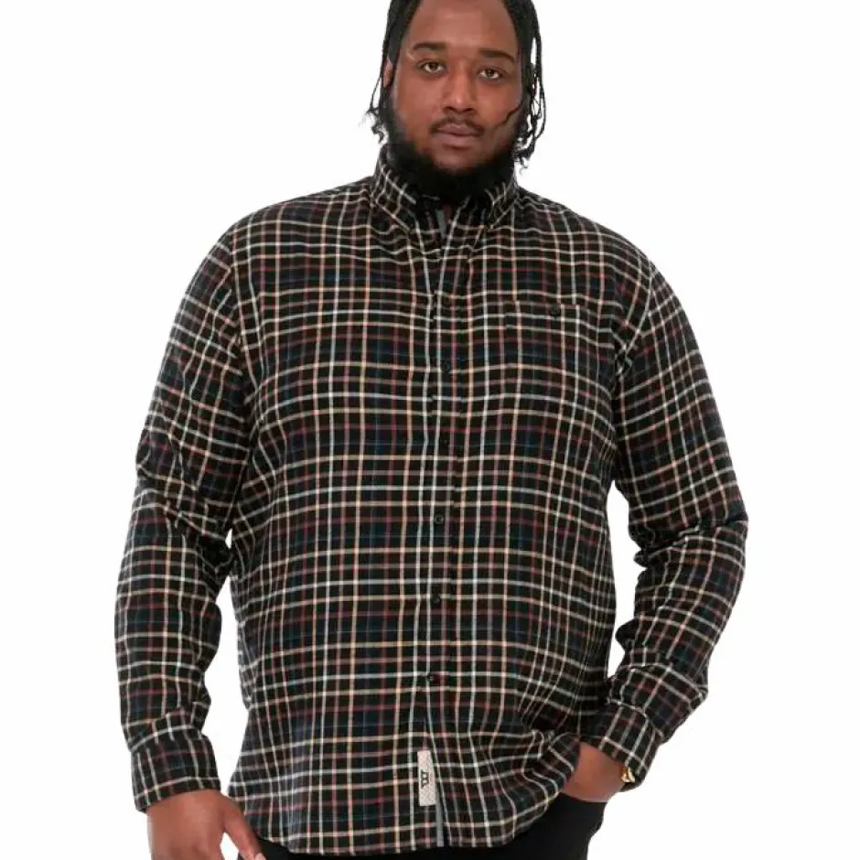Online D555 Destin Herre Skjorte Plus Size - Black/Tan Check