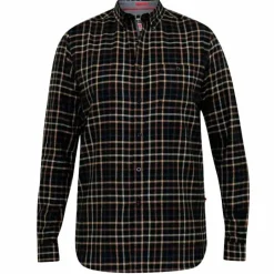 Online D555 Destin Herre Skjorte Plus Size - Black/Tan Check