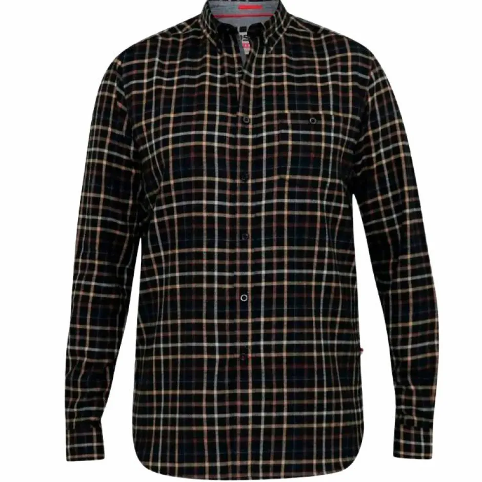Online D555 Destin Herre Skjorte Plus Size - Black/Tan Check